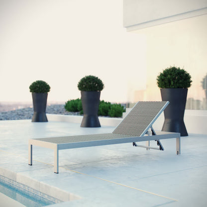 Shore Outdoor Patio Aluminum Rattan Chaise in Silver Brown Gray by Modway (2250)