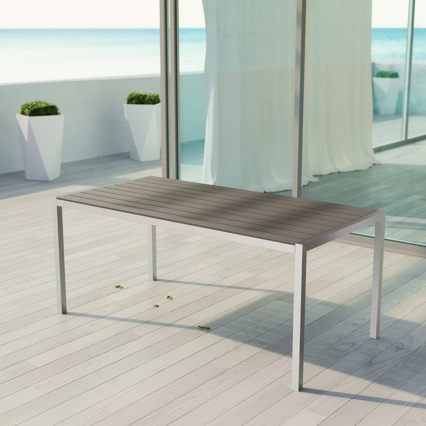 Shore Outdoor Patio Aluminum Dining Table in Silver Gray by Modway (2251)
