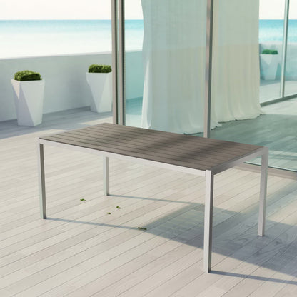 Shore Outdoor Patio Aluminum Dining Table in Silver Gray by Modway (2251)