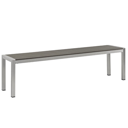 Shore Outdoor Patio Aluminum Bench in Silver Gray by Modway (2252)