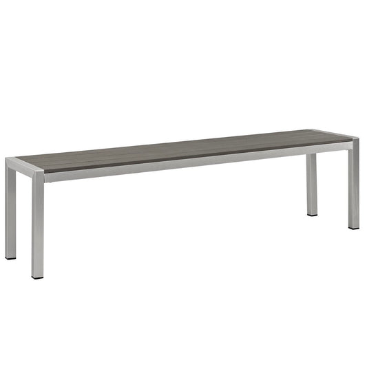 Shore Outdoor Patio Aluminum Bench in Silver Gray by Modway (2252)
