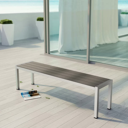 Shore Outdoor Patio Aluminum Bench in Silver Gray by Modway (2252)