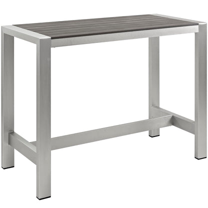 Shore Outdoor Patio Aluminum Rectangle Bar Table in Silver Gray by Modway (2253)