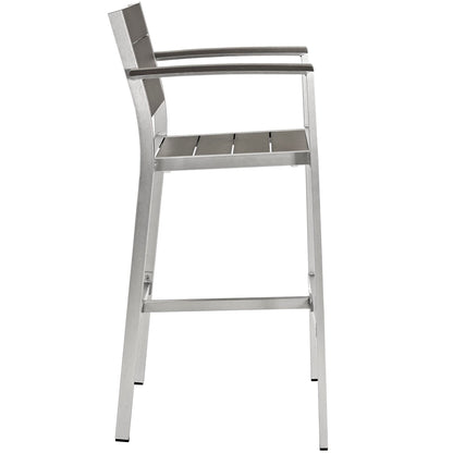 Shore Outdoor Patio Aluminum Bar Stool in Silver Gray by Modway (2254)