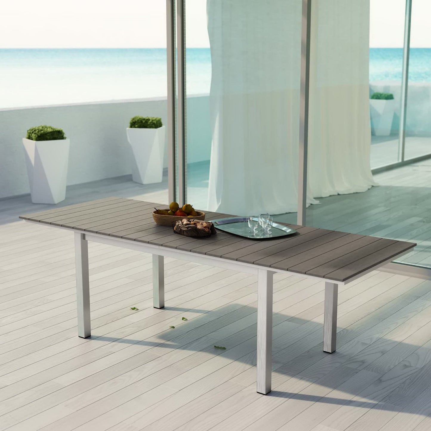 Shore Outdoor Patio Aluminum Dining Table in Silver Gray by Modway (2257)
