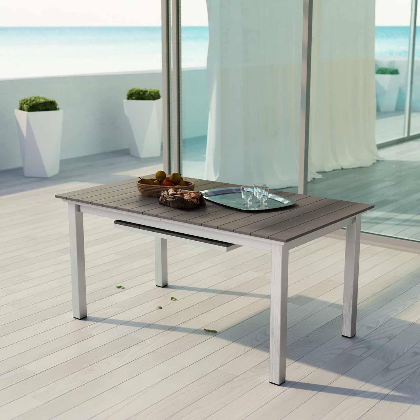 Shore Outdoor Patio Aluminum Dining Table in Silver Gray by Modway (2257)