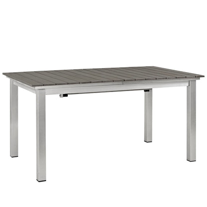 Shore Outdoor Patio Aluminum Dining Table in Silver Gray by Modway (2257)