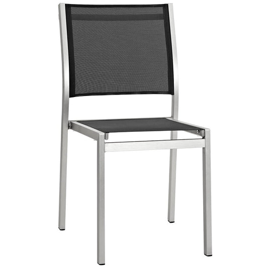 Shore Outdoor Patio Aluminum Side Chair in Silver Black by Modway (2259)