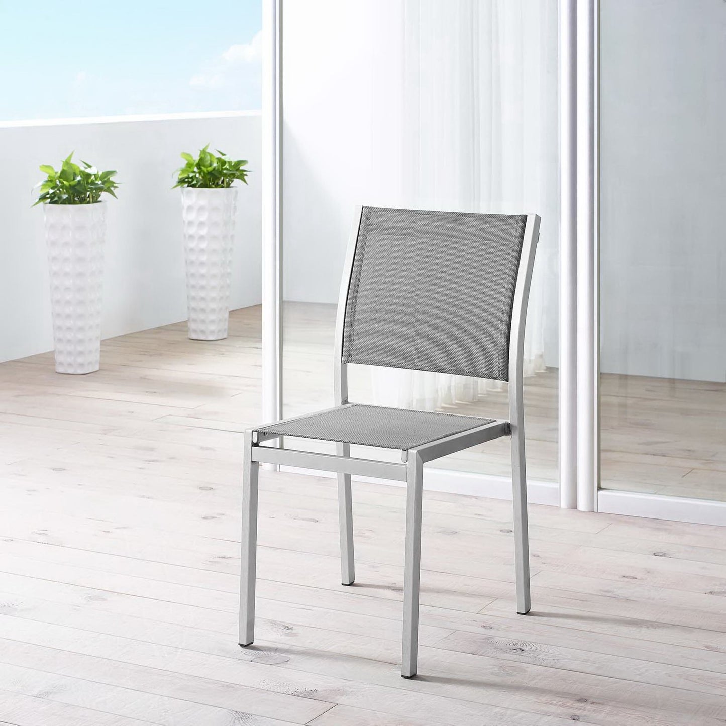 Shore Outdoor Patio Aluminum Side Chair in Silver Gray by Modway (2259)