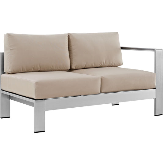 Shore Right-Arm Corner Sectional Outdoor Patio Aluminum Loveseat in Silver Beige by Modway (2262)