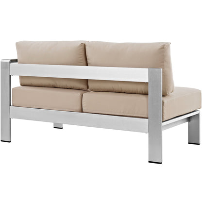 Shore Right-Arm Corner Sectional Outdoor Patio Aluminum Loveseat in Silver Beige by Modway (2262)