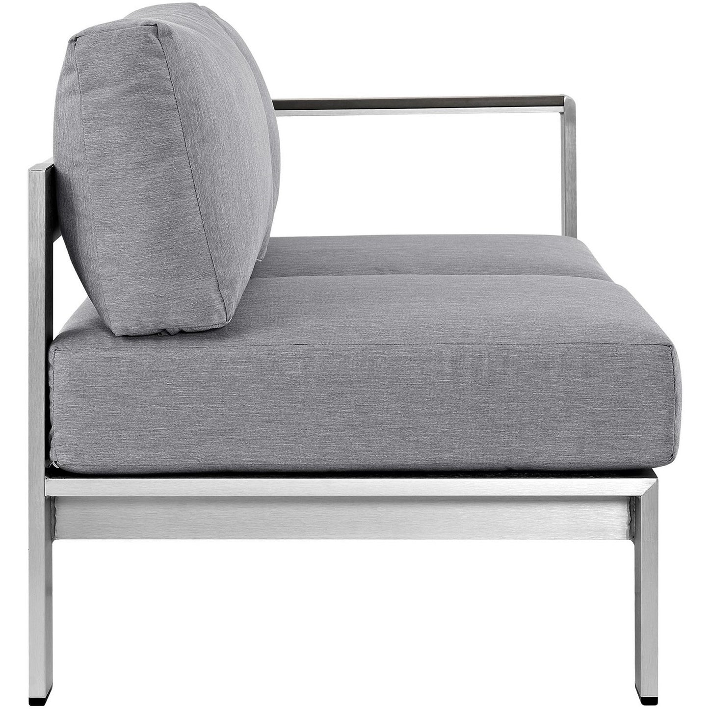 Shore Right-Arm Corner Sectional Outdoor Patio Aluminum Loveseat in Silver Gray by Modway (2262)