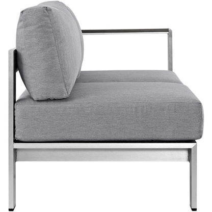 Shore Right-Arm Corner Sectional Outdoor Patio Aluminum Loveseat in Silver Gray by Modway (2262)