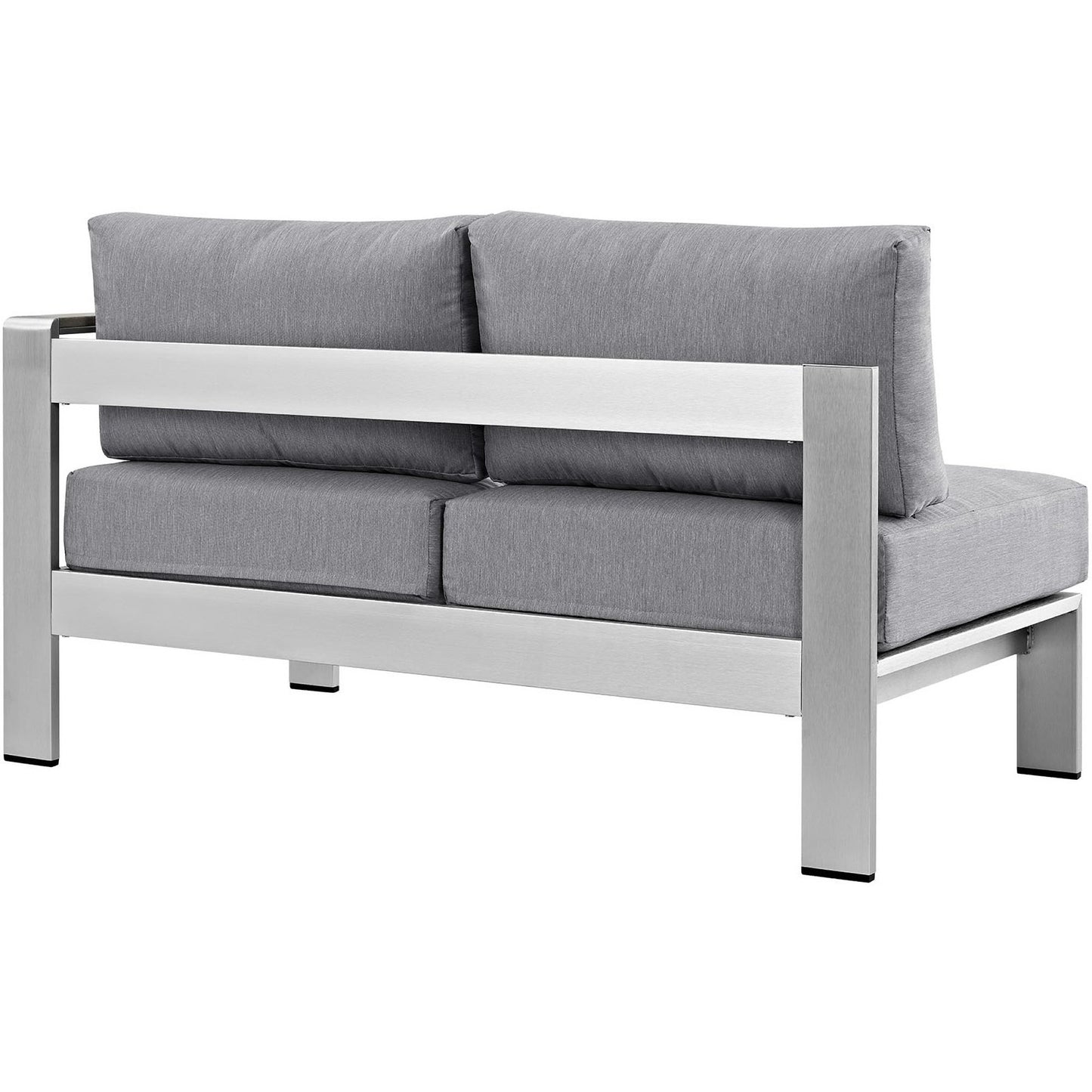 Shore Right-Arm Corner Sectional Outdoor Patio Aluminum Loveseat in Silver Gray by Modway (2262)