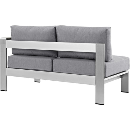 Shore Right-Arm Corner Sectional Outdoor Patio Aluminum Loveseat in Silver Gray by Modway (2262)