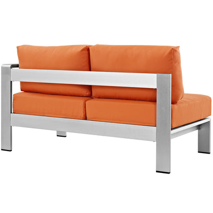 Shore Right-Arm Corner Sectional Outdoor Patio Aluminum Loveseat in Silver Orange by Modway (2262)