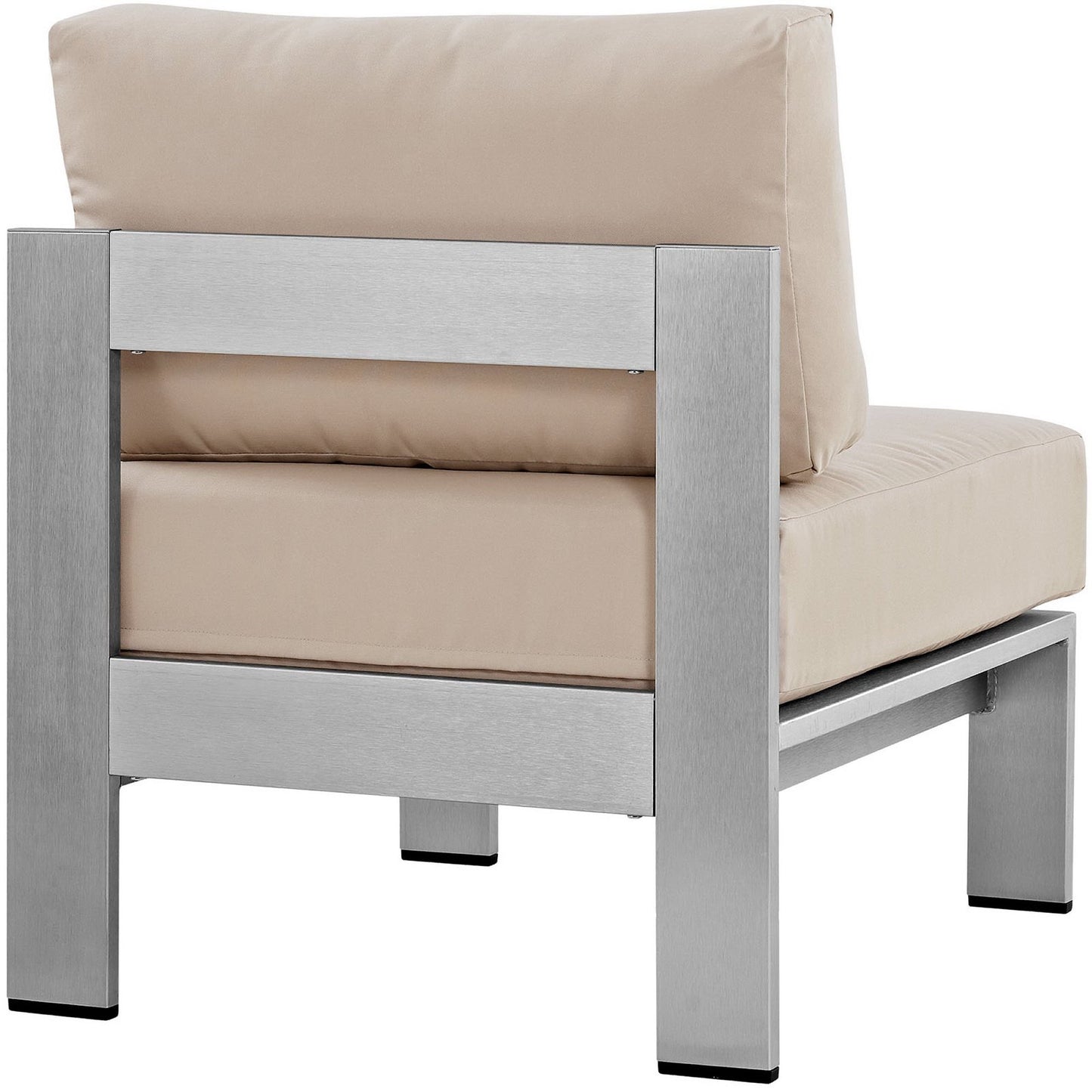 Shore Armless Outdoor Patio Aluminum Chair in Silver Beige by Modway (2263)