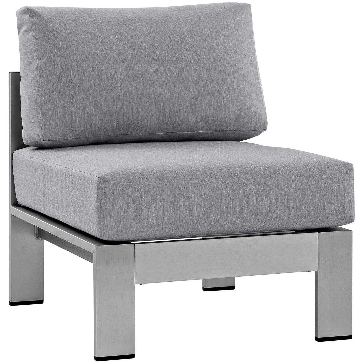 Shore Armless Outdoor Patio Aluminum Chair in Silver Gray by Modway (2263)