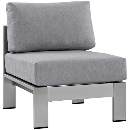Shore Armless Outdoor Patio Aluminum Chair in Silver Gray by Modway (2263)