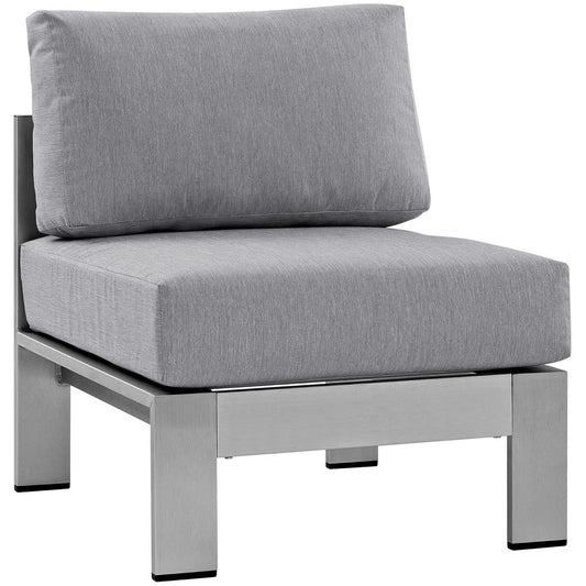 Shore Armless Outdoor Patio Aluminum Chair in Silver Gray by Modway (2263)