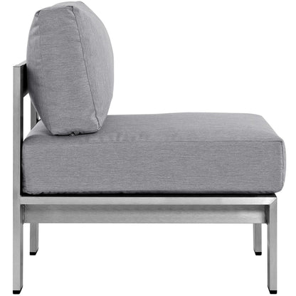 Shore Armless Outdoor Patio Aluminum Chair in Silver Gray by Modway (2263)
