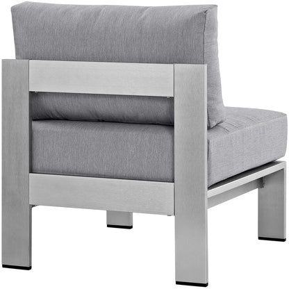 Shore Armless Outdoor Patio Aluminum Chair in Silver Gray by Modway (2263)