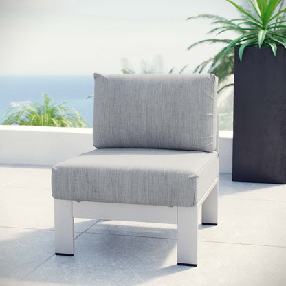 Shore Armless Outdoor Patio Aluminum Chair in Silver Gray by Modway (2263)