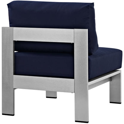 Shore Armless Outdoor Patio Aluminum Chair in Silver Navy by Modway (2263)