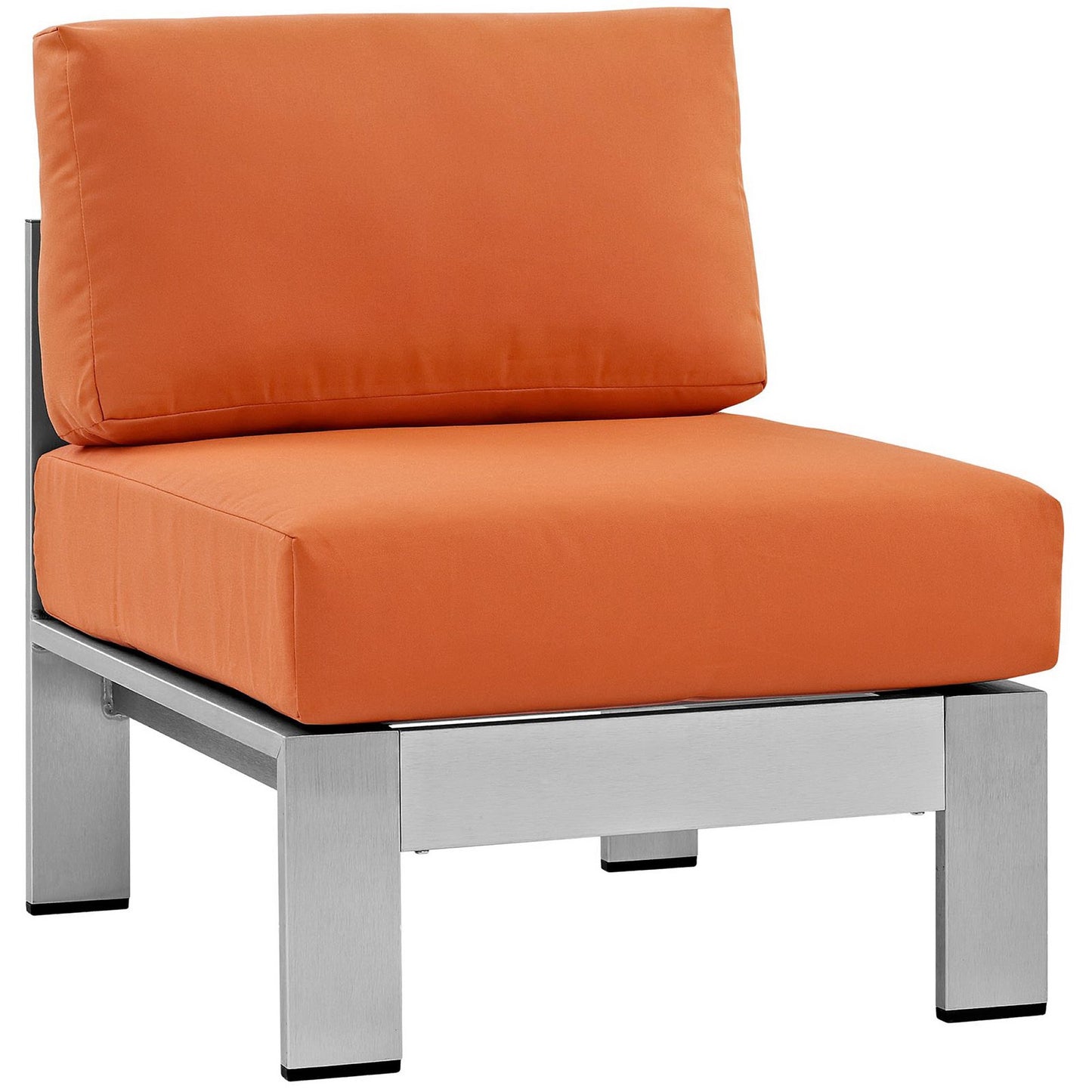 Shore Armless Outdoor Patio Aluminum Chair in Silver Orange by Modway (2263)
