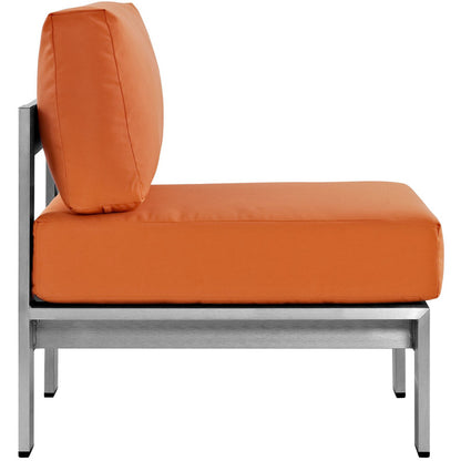 Shore Armless Outdoor Patio Aluminum Chair in Silver Orange by Modway (2263)