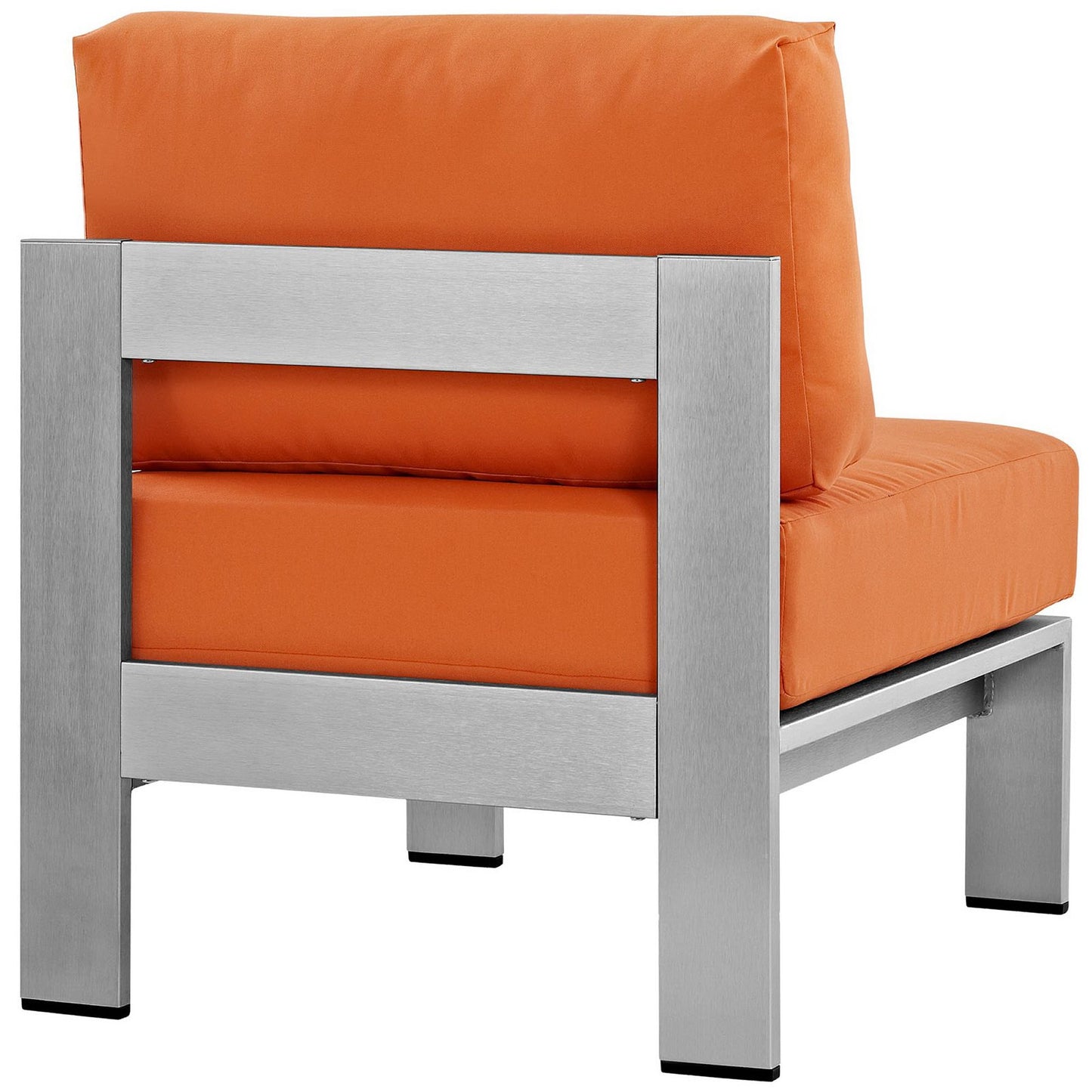 Shore Armless Outdoor Patio Aluminum Chair in Silver Orange by Modway (2263)