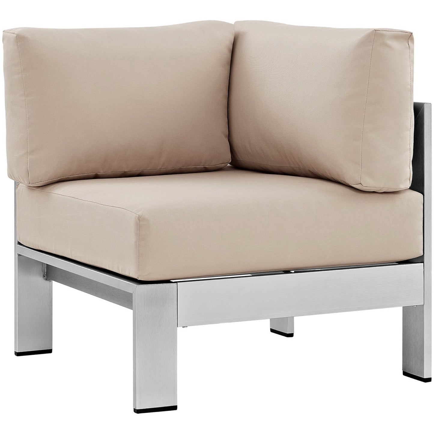 Shore Outdoor Patio Aluminum Corner Sofa in Silver Beige by Modway (2264)