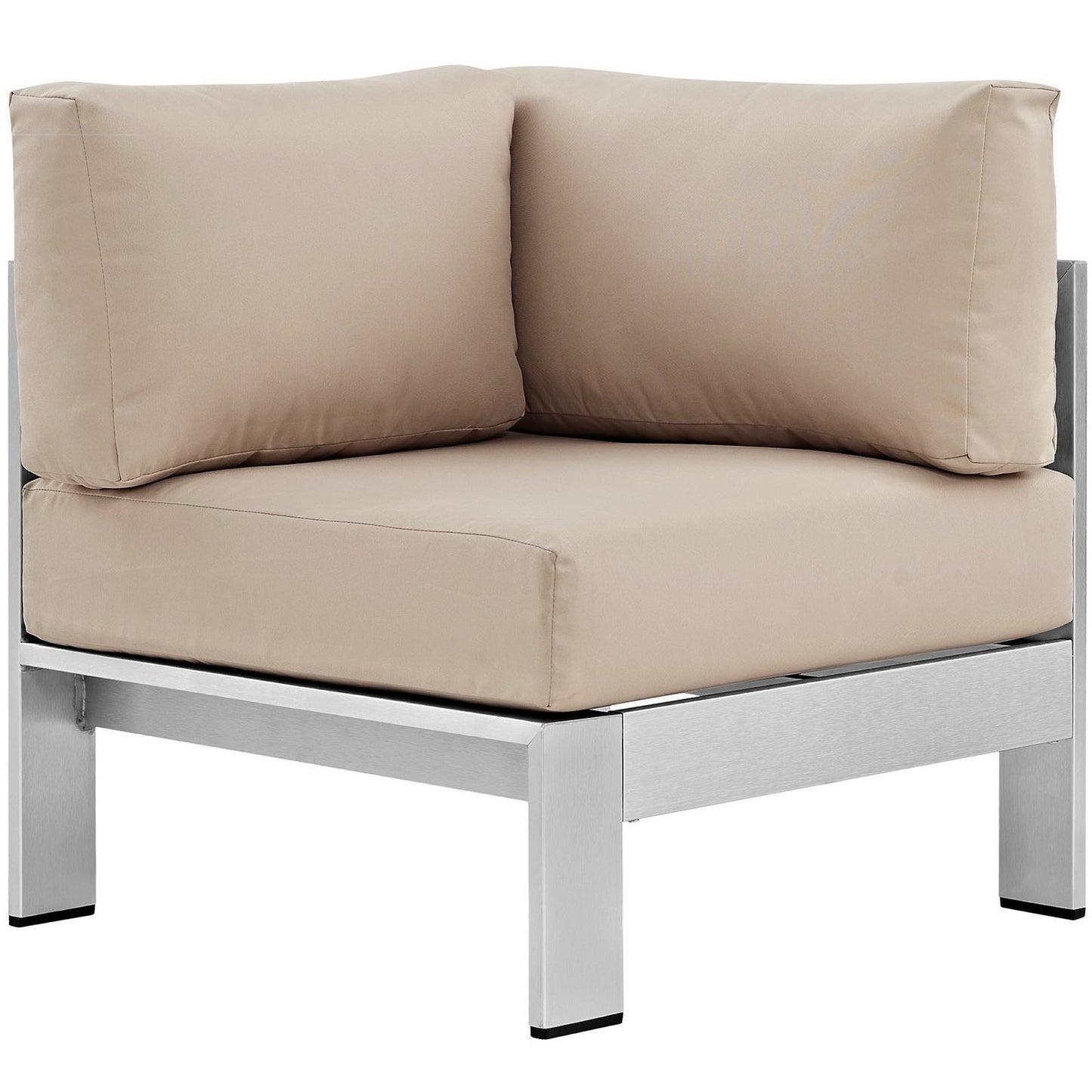 Shore Outdoor Patio Aluminum Corner Sofa in Silver Beige by Modway (2264)