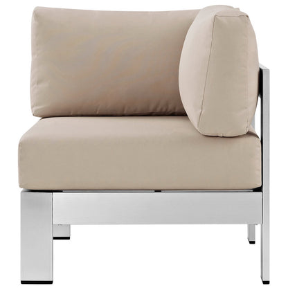 Shore Outdoor Patio Aluminum Corner Sofa in Silver Beige by Modway (2264)
