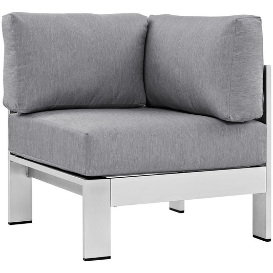 Shore Outdoor Patio Aluminum Corner Sofa in Silver Gray by Modway (2264)