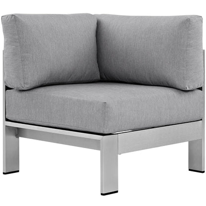 Shore Outdoor Patio Aluminum Corner Sofa in Silver Gray by Modway (2264)
