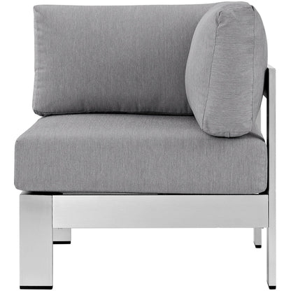 Shore Outdoor Patio Aluminum Corner Sofa in Silver Gray by Modway (2264)