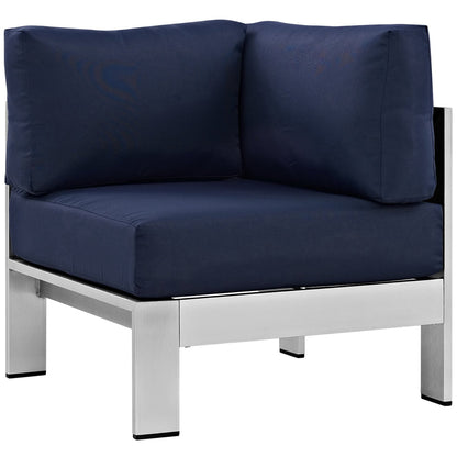 Shore Outdoor Patio Aluminum Corner Sofa in Silver Navy by Modway (2264)