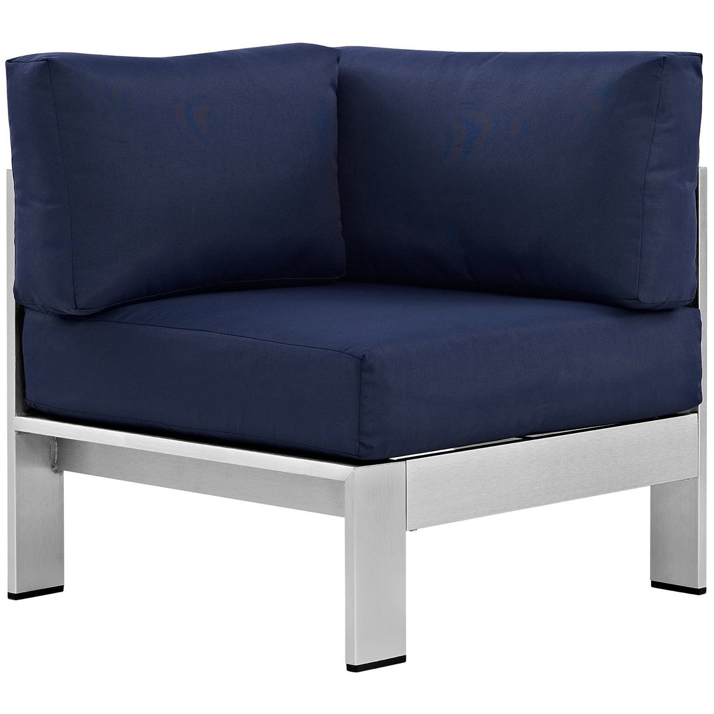 Shore Outdoor Patio Aluminum Corner Sofa in Silver Navy by Modway (2264)