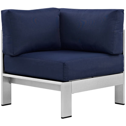 Shore Outdoor Patio Aluminum Corner Sofa in Silver Navy by Modway (2264)