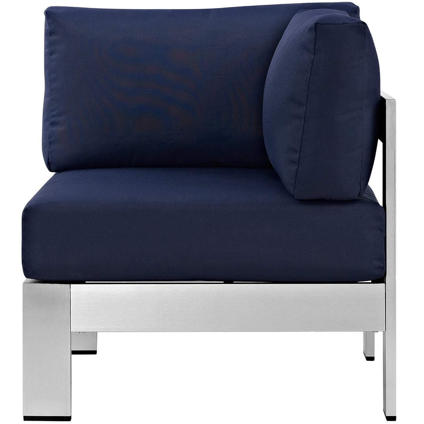 Shore Outdoor Patio Aluminum Corner Sofa in Silver Navy by Modway (2264)
