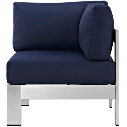 Shore Outdoor Patio Aluminum Corner Sofa in Silver Navy by Modway (2264)