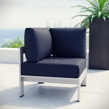 Shore Outdoor Patio Aluminum Corner Sofa in Silver Navy by Modway (2264)