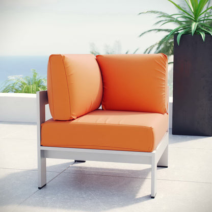 Shore Outdoor Patio Aluminum Corner Sofa in Silver Orange by Modway (2264)