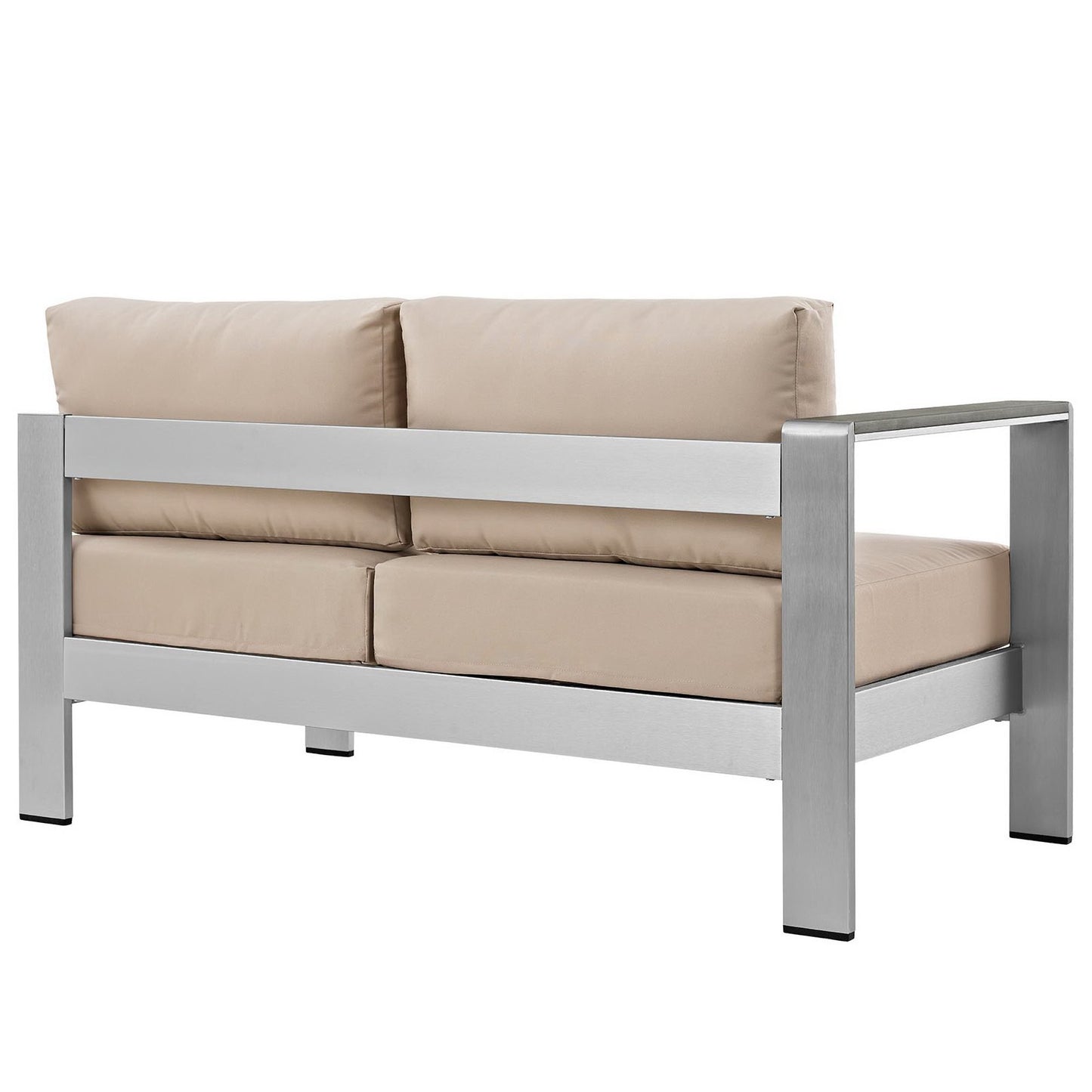 Shore Left-Arm Corner Sectional Outdoor Patio Aluminum Loveseat in Silver Beige by Modway (2265)