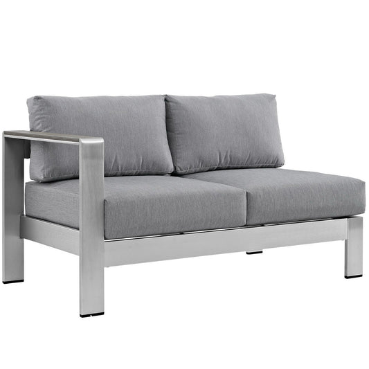 Shore Left-Arm Corner Sectional Outdoor Patio Aluminum Loveseat in Silver Gray by Modway (2265)
