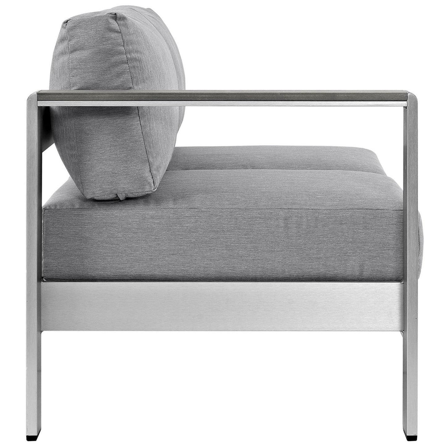 Shore Left-Arm Corner Sectional Outdoor Patio Aluminum Loveseat in Silver Gray by Modway (2265)