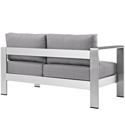Shore Left-Arm Corner Sectional Outdoor Patio Aluminum Loveseat in Silver Gray by Modway (2265)
