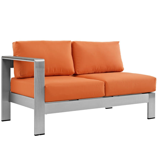 Shore Left-Arm Corner Sectional Outdoor Patio Aluminum Loveseat in Silver Orange by Modway (2265)