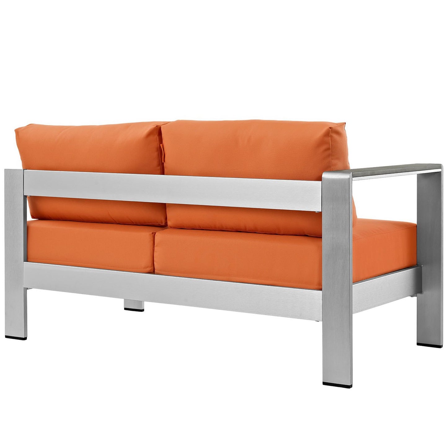 Shore Left-Arm Corner Sectional Outdoor Patio Aluminum Loveseat in Silver Orange by Modway (2265)